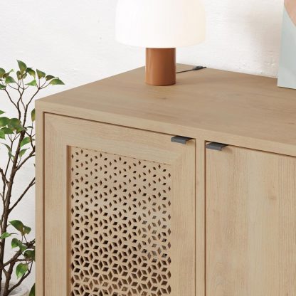 Naive 2 Door Sideboard Buffet Unit Sapphire Oak with Black Metal Frame - Image 5