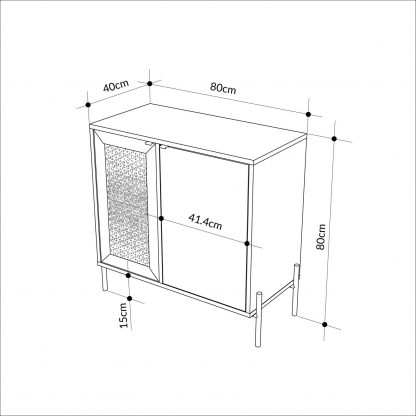 Naive 2 Door Sideboard Buffet Unit Sapphire Oak with Black Metal Frame - Image 2