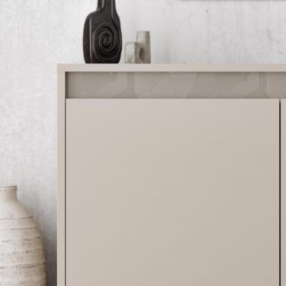 Decortie Mott 3 Door Sideboard Buffet Unit Sandstone with Black Metal Legs - Image 5