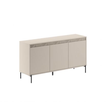 Decortie Mott 3 Door Sideboard Buffet Unit Sandstone with Black Metal Legs - Image 2