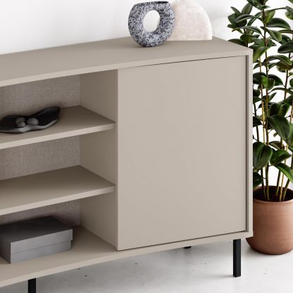 Decortie Frem 2 Door Curved Sideboard Buffet Unit Sandstone & Black Metal Legs - Image 7