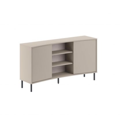 Decortie Frem 2 Door Curved Sideboard Buffet Unit Sandstone & Black Metal Legs - Image 3