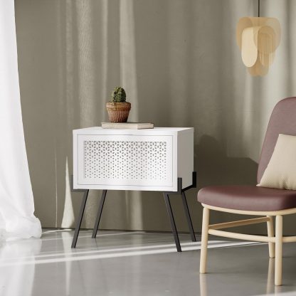 Decortie Naive Modern Nightstand Bedside Cabinet White - Image 7