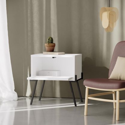 Decortie Naive Modern Nightstand Bedside Cabinet White - Image 6