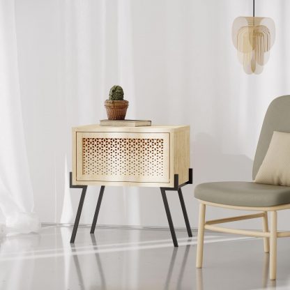 Decortie Naive Modern Nightstand Bedside Cabinet Oak - Image 7