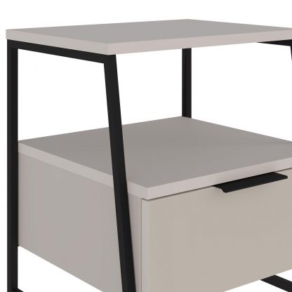 Decortie Pal Modern Bedside Table With Drawer Sandstone 45cm Wide - Image 5