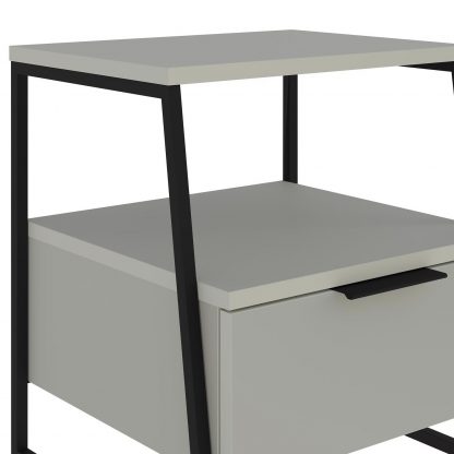 Decortie Pal Modern Bedside Table With Drawer Ash Green 45cm Wide - Image 4