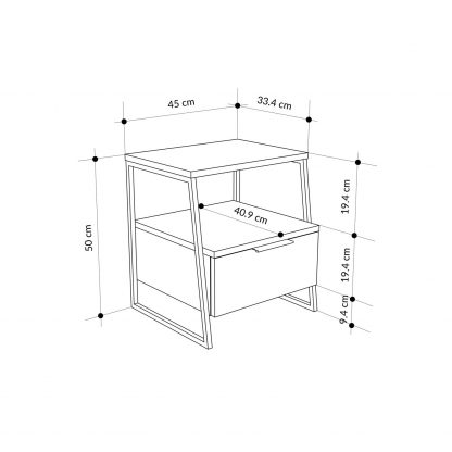 Decortie Pal Modern Bedside Table With Drawer Anthracite 45cm Wide - Image 2