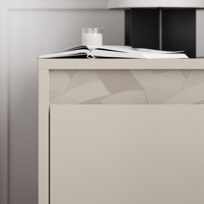 Decortie Mott 1 Drawer Nightstand Bedside Cabinet Sandstone with Black Metal Legs - Image 6