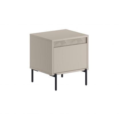 Decortie Mott 1 Drawer Nightstand Bedside Cabinet Sandstone with Black Metal Legs - Image 2