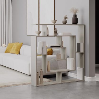 Decortie Labirent Modern Bookcase Display Unit Sandstone 129cm High - Image 4