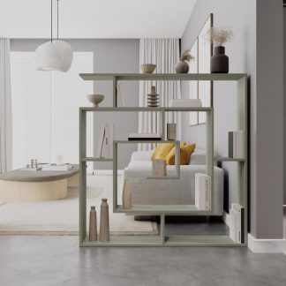 Decortie Labirent Modern Bookcase Display Unit Ash Green 129cm High