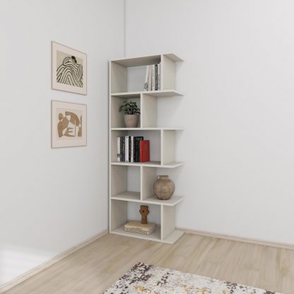 Decortie Tapi Modern Bookcase Display Unit Sandstone Tall 159cm - Image 6