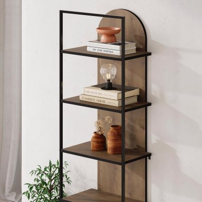 Decortie Archy Modern Bookcase 5-Tier Wall Mounted Shelf Dark Oak 180 cm - Image 6