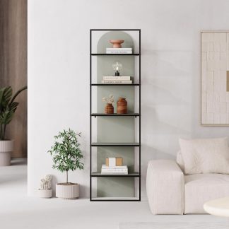 Decortie Archy Modern Bookcase 5-Tier Wall Mounted Shelf Ash Green 180 cm