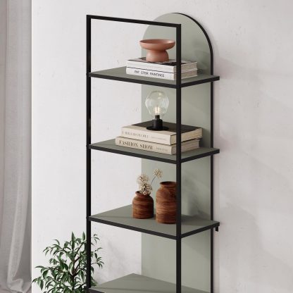 Decortie Archy Modern Bookcase 5-Tier Wall Mounted Shelf Ash Green 180 cm - Image 6