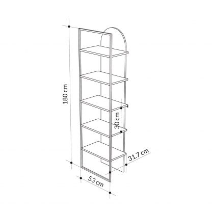 Decortie Archy Modern Bookcase 5-Tier Wall Mounted Shelf Ash Green 180 cm - Image 2