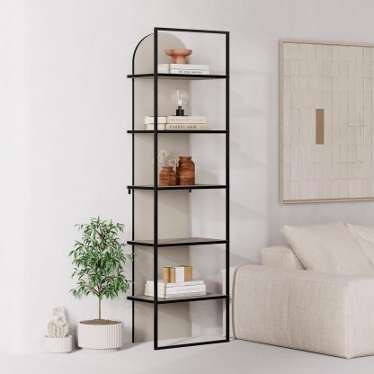 Decortie Archy Modern Bookcase 5-Tier Wall Mounted Shelf Sandstone 180 cm - Image 4