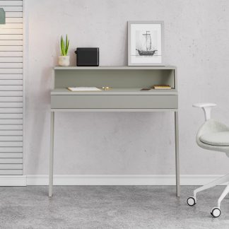 Decortie Cowork Modern Desk Ash Green Wall Mounted With Drawer 94cm Wide