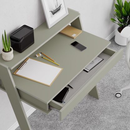 Decortie Cowork Modern Desk Ash Green Wall Mounted With Drawer 94cm Wide - Image 5