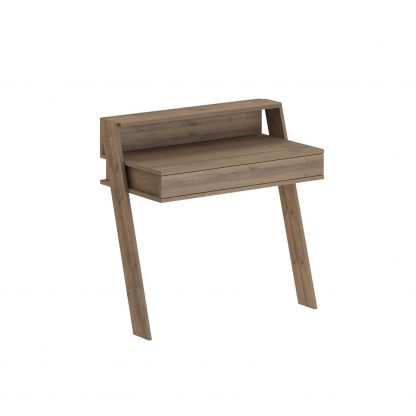 Decortie Cowork Modern Desk Dark Oak Wall Mounted With Drawer 94cm Wide - Image 3