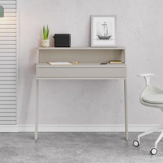 Decortie Cowork Modern Desk Sandstone Wall Mounted With Drawer 94cm Wide