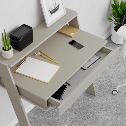 Decortie Cowork Modern Desk Sandstone Wall Mounted With Drawer 94cm Wide - Image 5