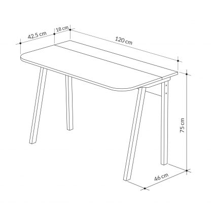 Decortie Luton Modern Desk Sandstone 120cm Wide - Image 2