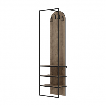 Decortie Modern Archy Hall Stand Coat Rack with Shoe Storage 180cm High Dark Oak - Image 3