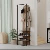 Decortie Modern Archy Hall Stand Coat Rack with Shoe Storage 180cm High Dark Oak - Image 4