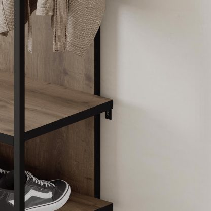Decortie Modern Archy Hall Stand Coat Rack with Shoe Storage 180cm High Dark Oak - Image 5