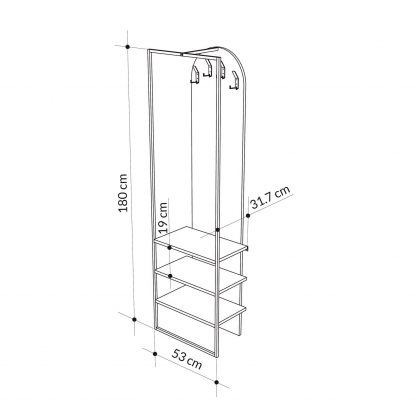 Decortie Modern Archy Hall Stand Coat Rack with Shoe Storage 180cm High Dark Oak - Image 2