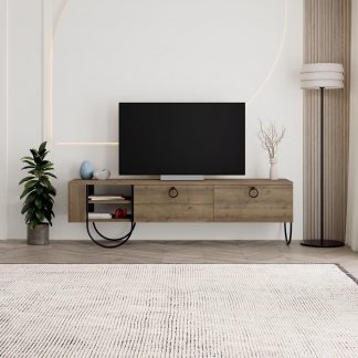 Decortie Norfolk Modern TV Unit Multimedia Centre Dark Oak with Storage