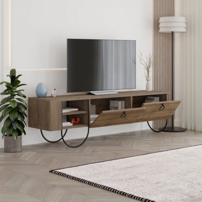 Decortie Norfolk Modern TV Unit Multimedia Centre Dark Oak with Storage - Image 4