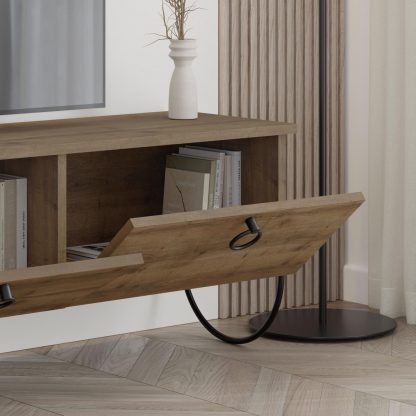 Decortie Norfolk Modern TV Unit Multimedia Centre Dark Oak with Storage - Image 7