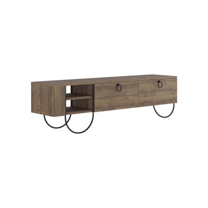 Decortie Norfolk Modern TV Unit Multimedia Centre Dark Oak with Storage - Image 3