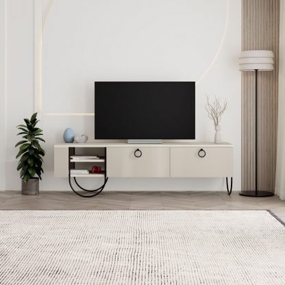 Decortie Norfolk Modern TV Unit Multimedia Centre Sandstone with Storage