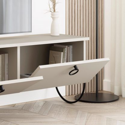 Decortie Norfolk Modern TV Unit Multimedia Centre Sandstone with Storage - Image 7