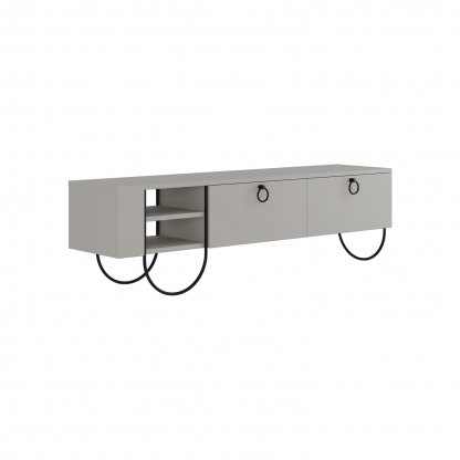 Decortie Norfolk Modern TV Unit Multimedia Centre Sandstone with Storage - Image 3