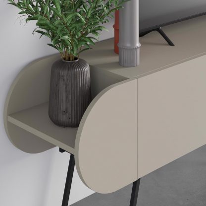Decortie Capsule Modern TV Unit Multimedia Centre Sandstone with Storage - Image 6