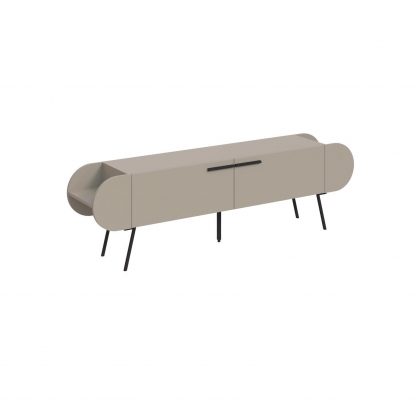 Decortie Capsule Modern TV Unit Multimedia Centre Sandstone with Storage - Image 3