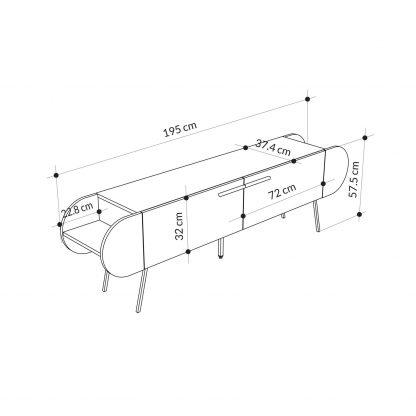 Decortie Capsule Modern TV Unit Multimedia Centre Sandstone with Storage - Image 2