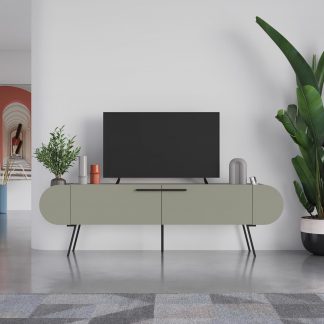 Decortie Capsule Modern TV Unit Multimedia Centre Ash Green with Storage