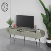Decortie Capsule Modern TV Unit Multimedia Centre Ash Green with Storage - Image 4