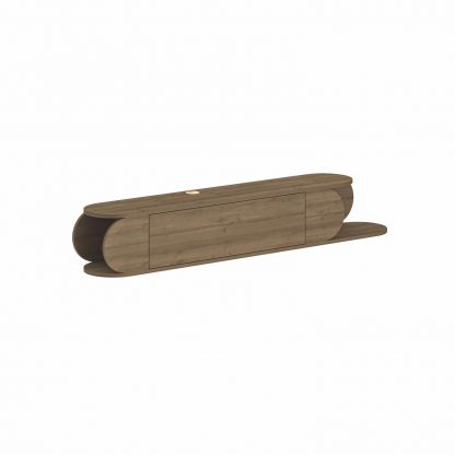 Decortie Tone Modern Wall Mounted TV Unit Stand Dark Oak with Storage - Image 3