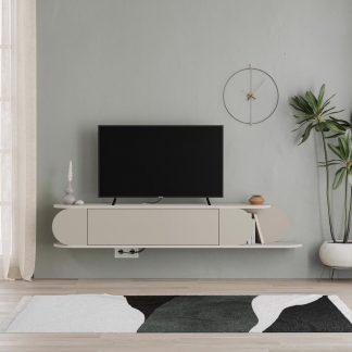 Decortie Tone Modern Wall Mounted TV Unit Stand Sandstone with Storage