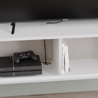 Decortie Tone Modern Wall Mounted TV Unit Stand White with Storage - Image 7
