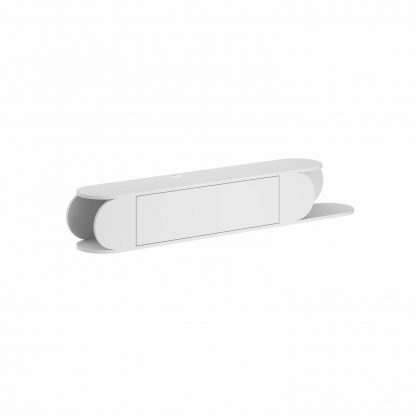 Decortie Tone Modern Wall Mounted TV Unit Stand White with Storage - Image 3