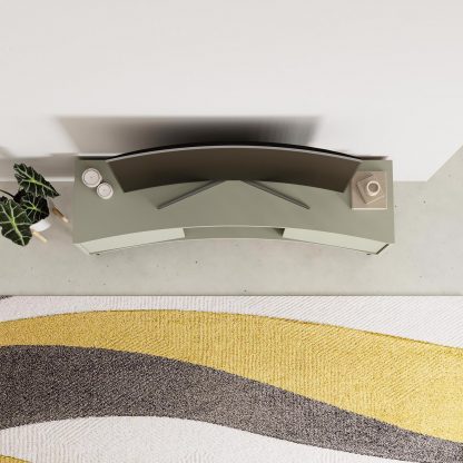 Decortie Frem Modern Curved TV Stand 2 Door Unit Ash Green - Image 7
