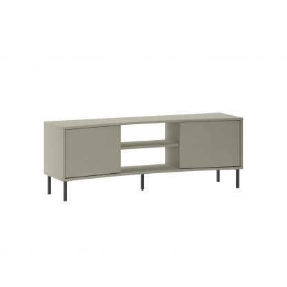 Decortie Frem Modern Curved TV Stand 2 Door Unit Ash Green - Image 3